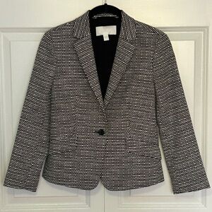NWOT Boss “Katemika” Black/White Textured Patterned One Button Blazer Size 2